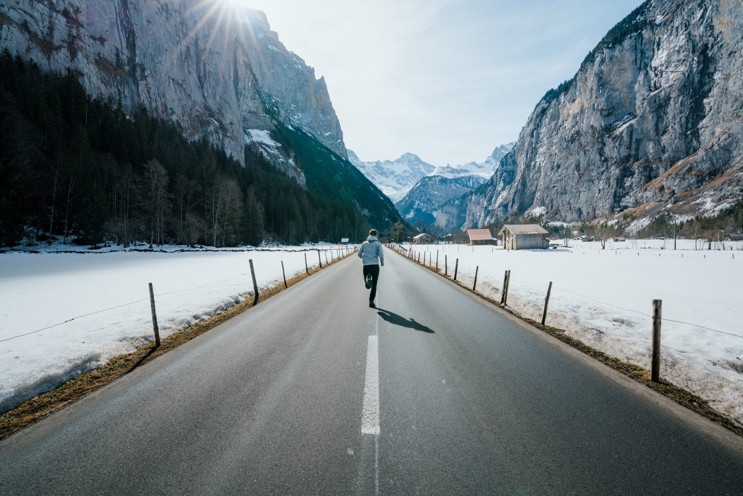 man exercising in cold